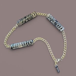 Gold Chain Belt with Leather Snake Print Accents